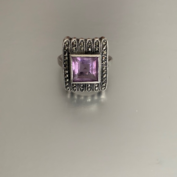 Jewelry - Vintage Bohemian Style 925 Sterling Silver Ring with Amethyst Stone